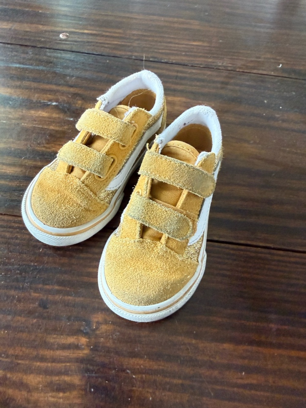 Velcro Vans kids yellow with glitter